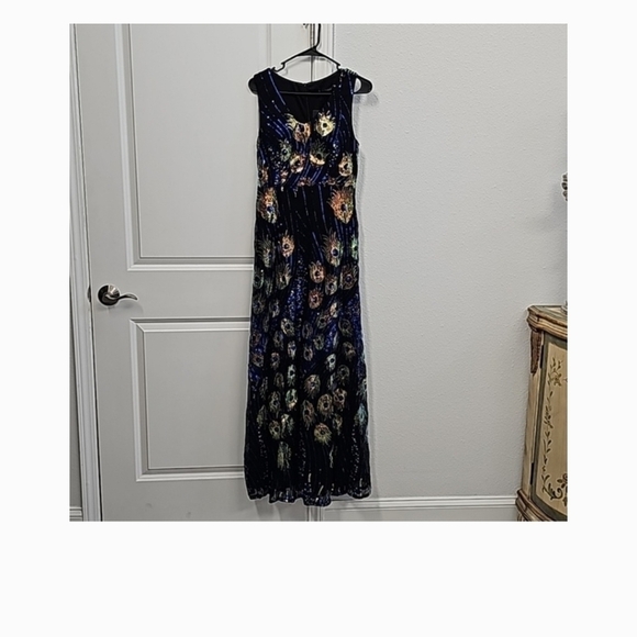 Peacock Design, party, , Sleeveless,  flared,  Sequined Maxi Dress… - Picture 9 of 16